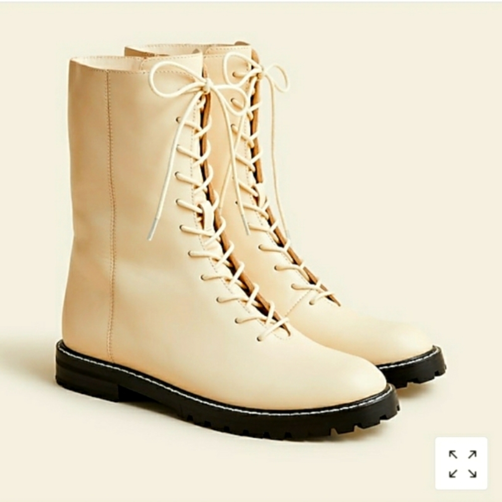 J crew Gwen Lug_ sole leather lace up tall boots